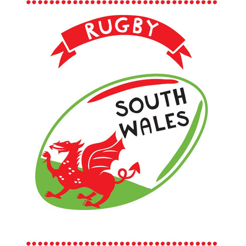 South Wales Rugby 20cm x 20cm Mini Mounted Print