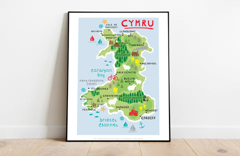Map Of Wales Key Locations 2 - 11X14inch Premium Art Print