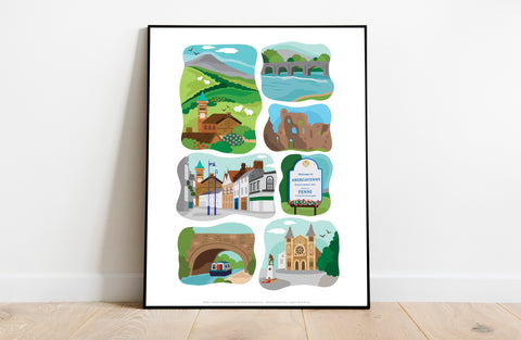 Welsh Poster- Abergavenny - 11X14inch Premium Art Print