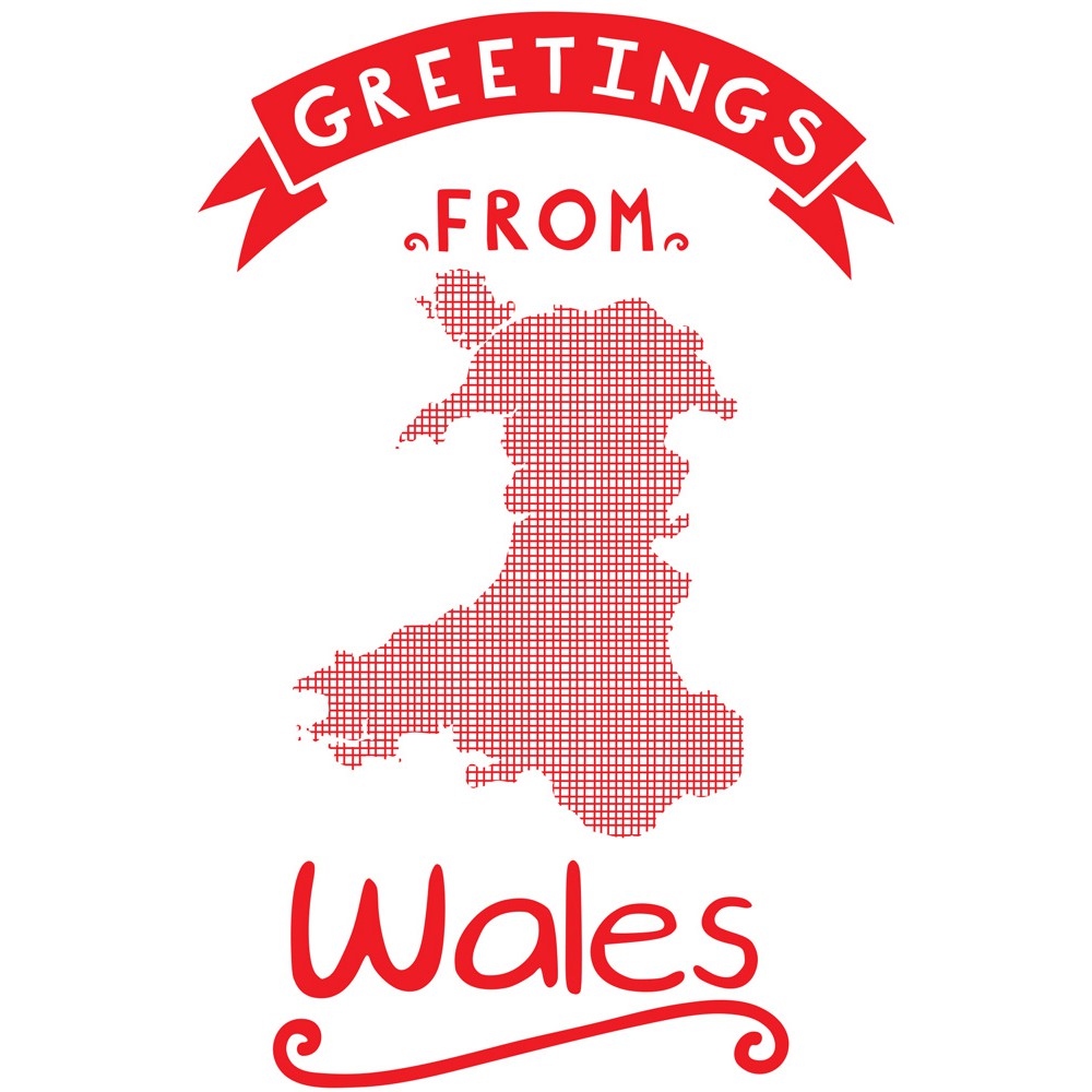 Greetings From Wales 20cm x 20cm Mini Mounted Print