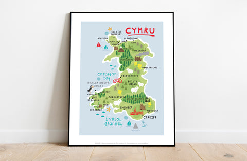 Map Of Wales Key Locations 3 - 11X14inch Premium Art Print