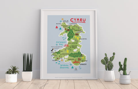 Map Of Wales Key Locations 3 - 11X14inch Premium Art Print