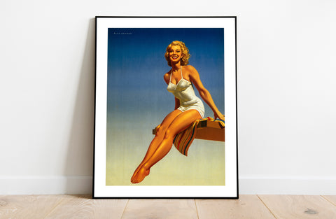 Lady Smiling By The Pool - 11X14inch Premium Art Print