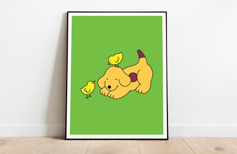 Spot The Dog With Birds - 11X14inch Premium Art Print