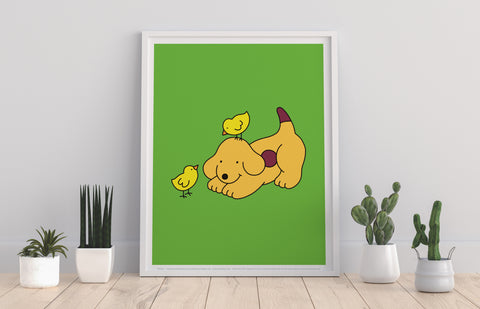 Spot The Dog With Birds - 11X14inch Premium Art Print