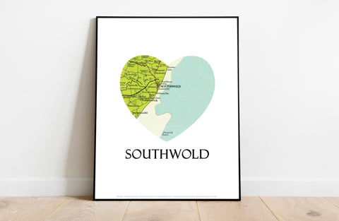 Map Of Southwold- Loveheart - 11X14inch Premium Art Print