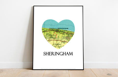 Map Of Sheringham- Loveheart - 11X14inch Premium Art Print