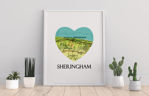 Map Of Sheringham- Loveheart - 11X14inch Premium Art Print