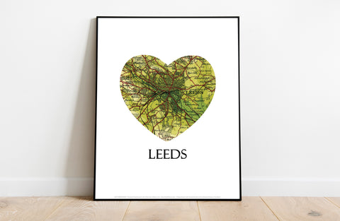 Map Of Leeds- Loveheart - 11X14inch Premium Art Print