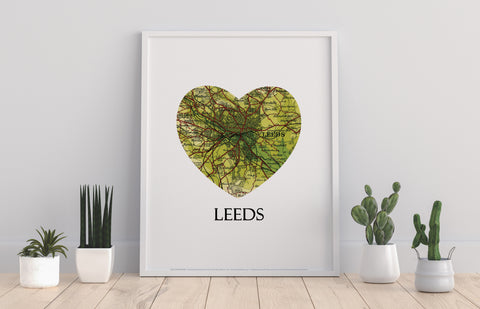 Map Of Leeds- Loveheart - 11X14inch Premium Art Print