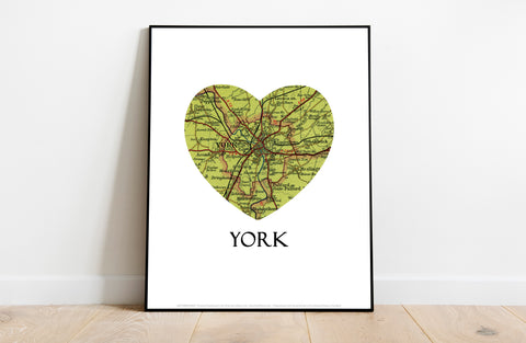 Map Of York- Loveheart - 11X14inch Premium Art Print
