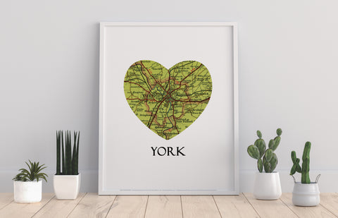Map Of York- Loveheart - 11X14inch Premium Art Print