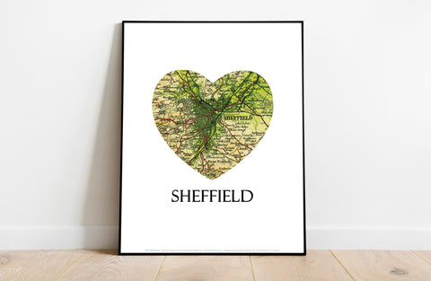 Map Of Sheffield- Loveheart - 11X14inch Premium Art Print