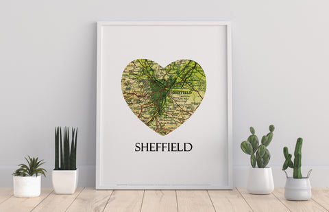 Map Of Sheffield- Loveheart - 11X14inch Premium Art Print