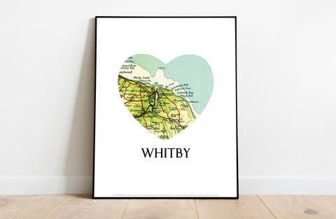 Map Of Whitby- Loveheart - 11X14inch Premium Art Print