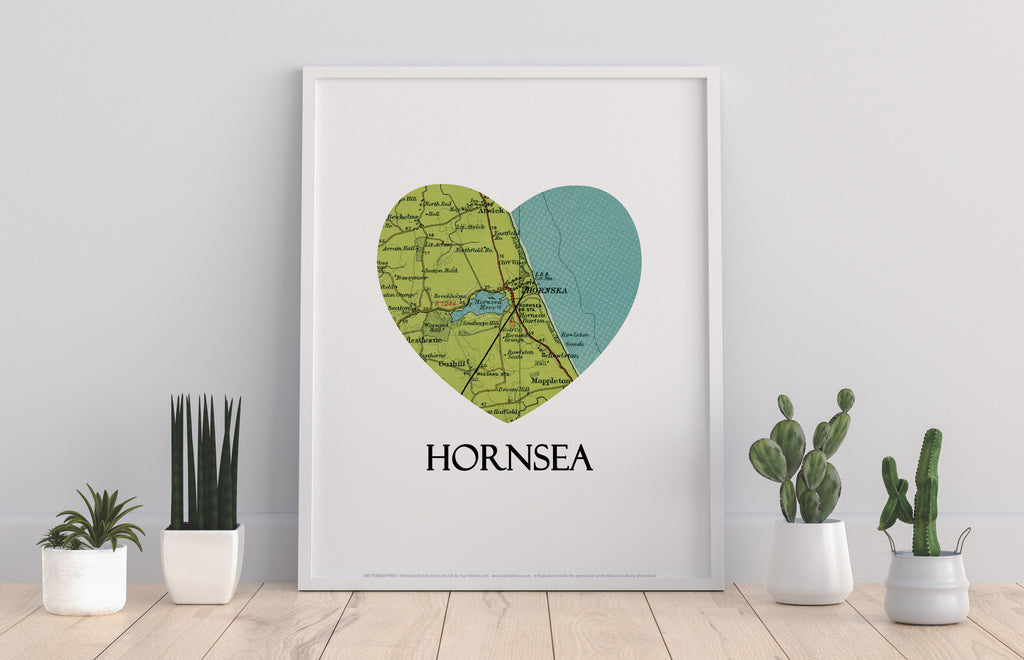 Map Of Hornsea- Loveheart - 11X14inch Premium Art Print