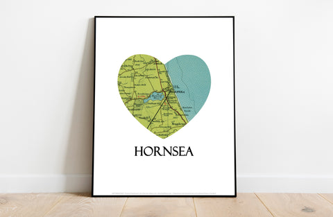 Map Of Hornsea- Loveheart - 11X14inch Premium Art Print