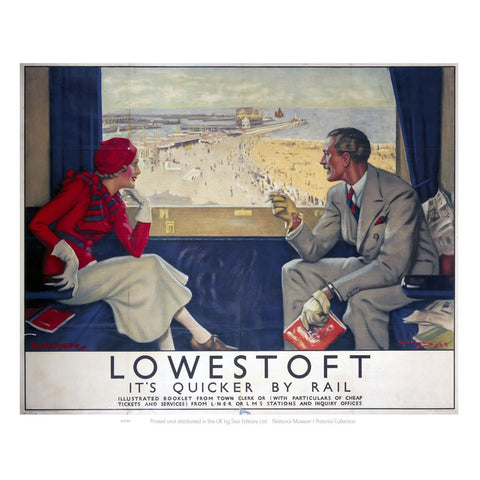 Lowestoft It's Quicker By Rail - Carriage View 24" x 32" Matte Mounted Print