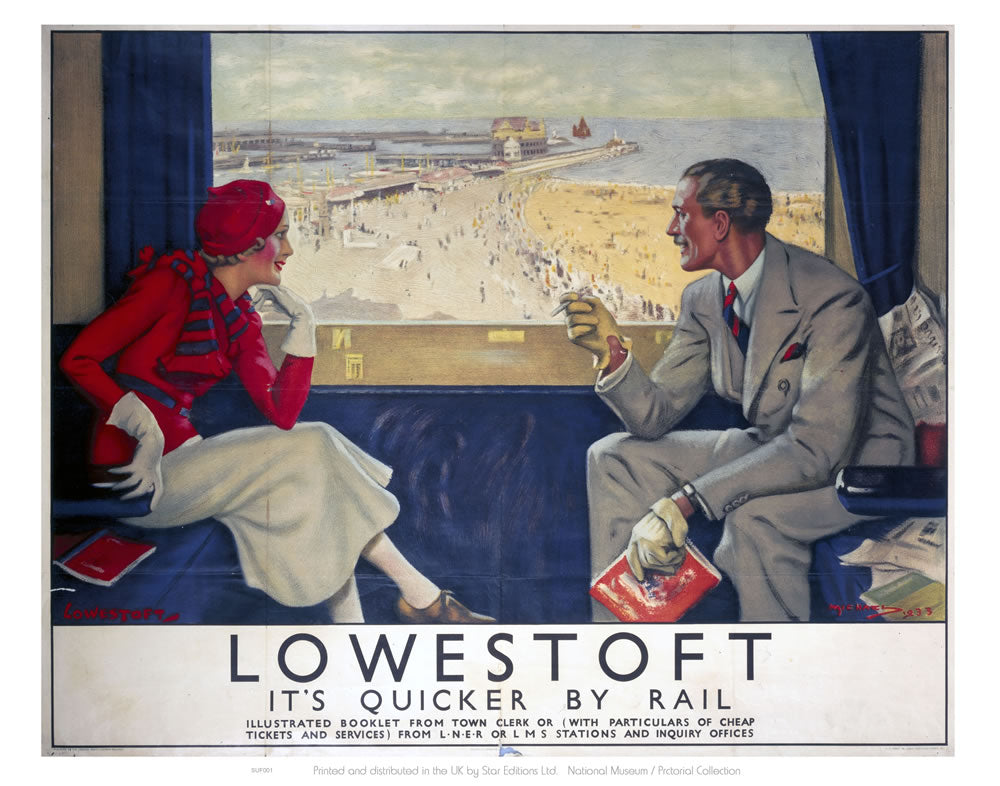 Lowestoft It's Quicker By Rail - Carriage View 24" x 32" Matte Mounted Print