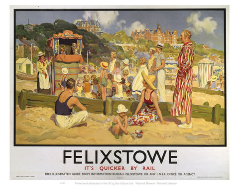 Felixstowe LNER- It's Quicker By Rail 24" x 32" Matte Mounted Print