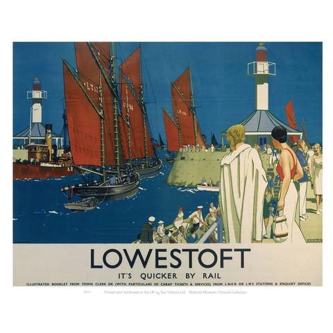 Lowestoft - It's Quicker By Rail 24" x 32" Matte Mounted Print