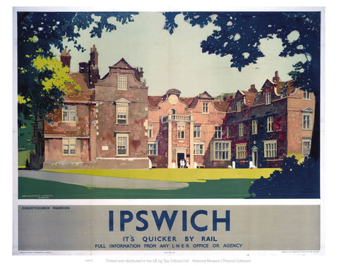 Christchurch Mansion Ipswich - It's Quicker By Rail 24" x 32" Matte Mounted Print