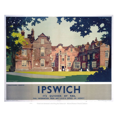 Christchurch Mansion Ipswich - It's Quicker By Rail 24" x 32" Matte Mounted Print