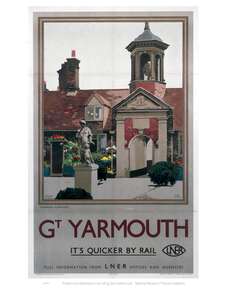 Great Yarmouth It's Quicker By Rail 24" x 32" Matte Mounted Print