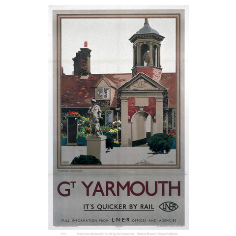 Great Yarmouth It's Quicker By Rail 24" x 32" Matte Mounted Print