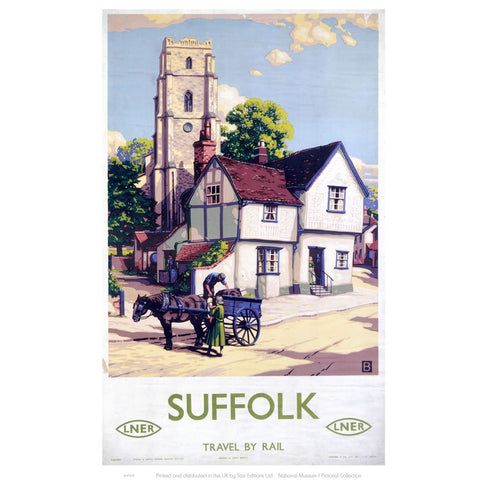 Suffolk Travel By Rail LNER 24" x 32" Matte Mounted Print