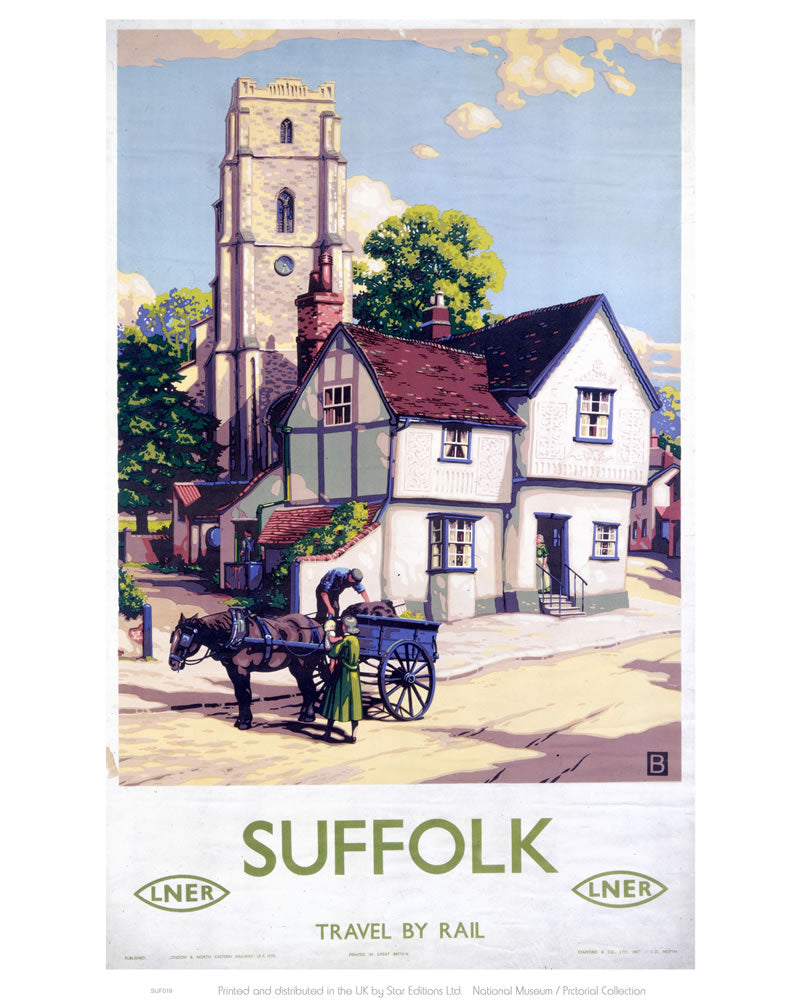 Suffolk Travel By Rail LNER 24" x 32" Matte Mounted Print
