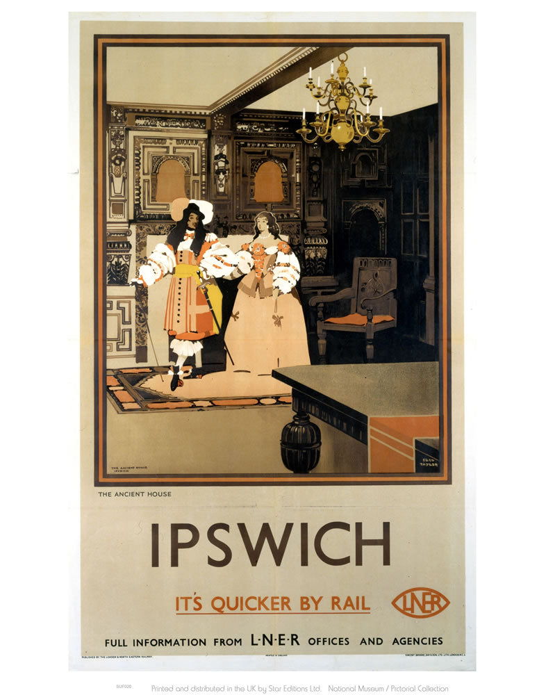 Ipswich The Ancient House LNER - It's Quicker by Rail 24" x 32" Matte Mounted Print