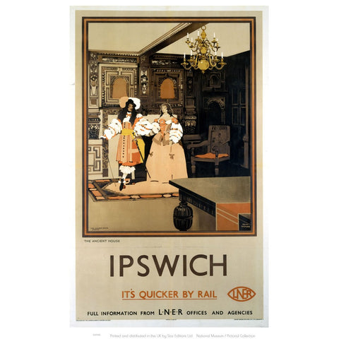 Ipswich The Ancient House LNER - It's Quicker by Rail 24" x 32" Matte Mounted Print