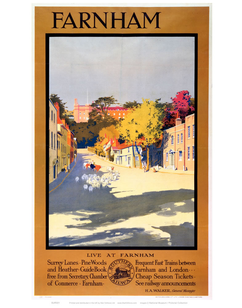 Farnham Surrey - Southern Railway 24" x 32" Matte Mounted Print