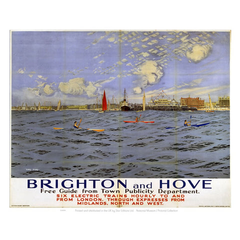 Brighton and Hove Sea and Pier View 24" x 32" Matte Mounted Print