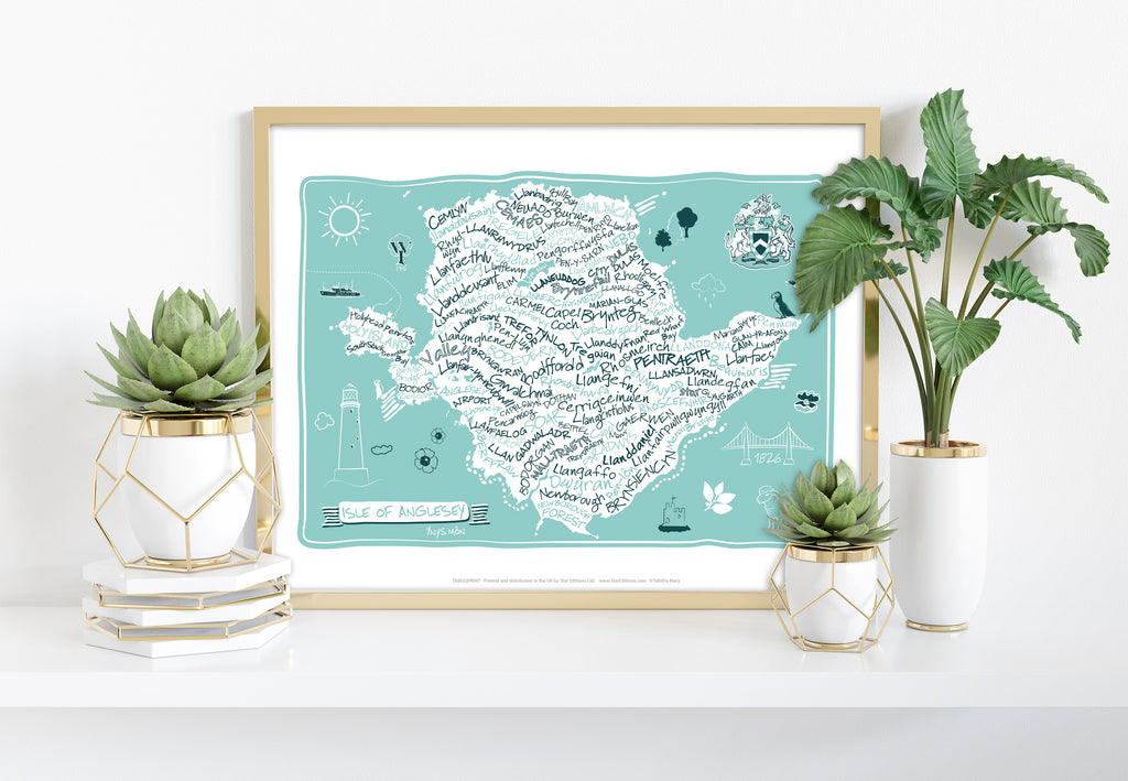 Map Of Isle Of Anglesey By Artist Tabitha Mary - Art Print