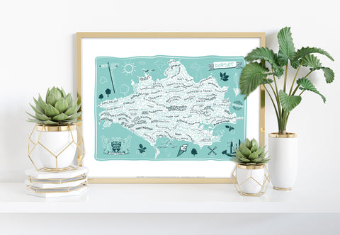 Map Of Dorset By Artist Tabitha Mary - Premium Art Print