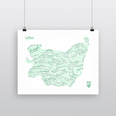 County Map of Suffolk, 11x14 Print