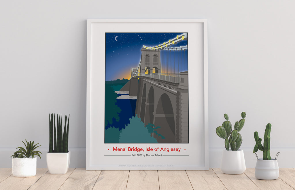 Menai Bridge Night By Artist Tabitha Mary - Art Print