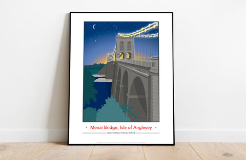 Menai Bridge Night By Artist Tabitha Mary - Art Print