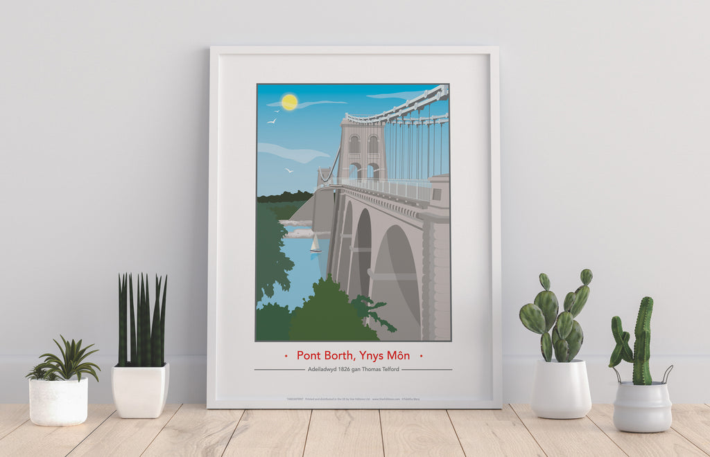 Welsh Menai Bridge Day By Artist Tabitha Mary - Art Print