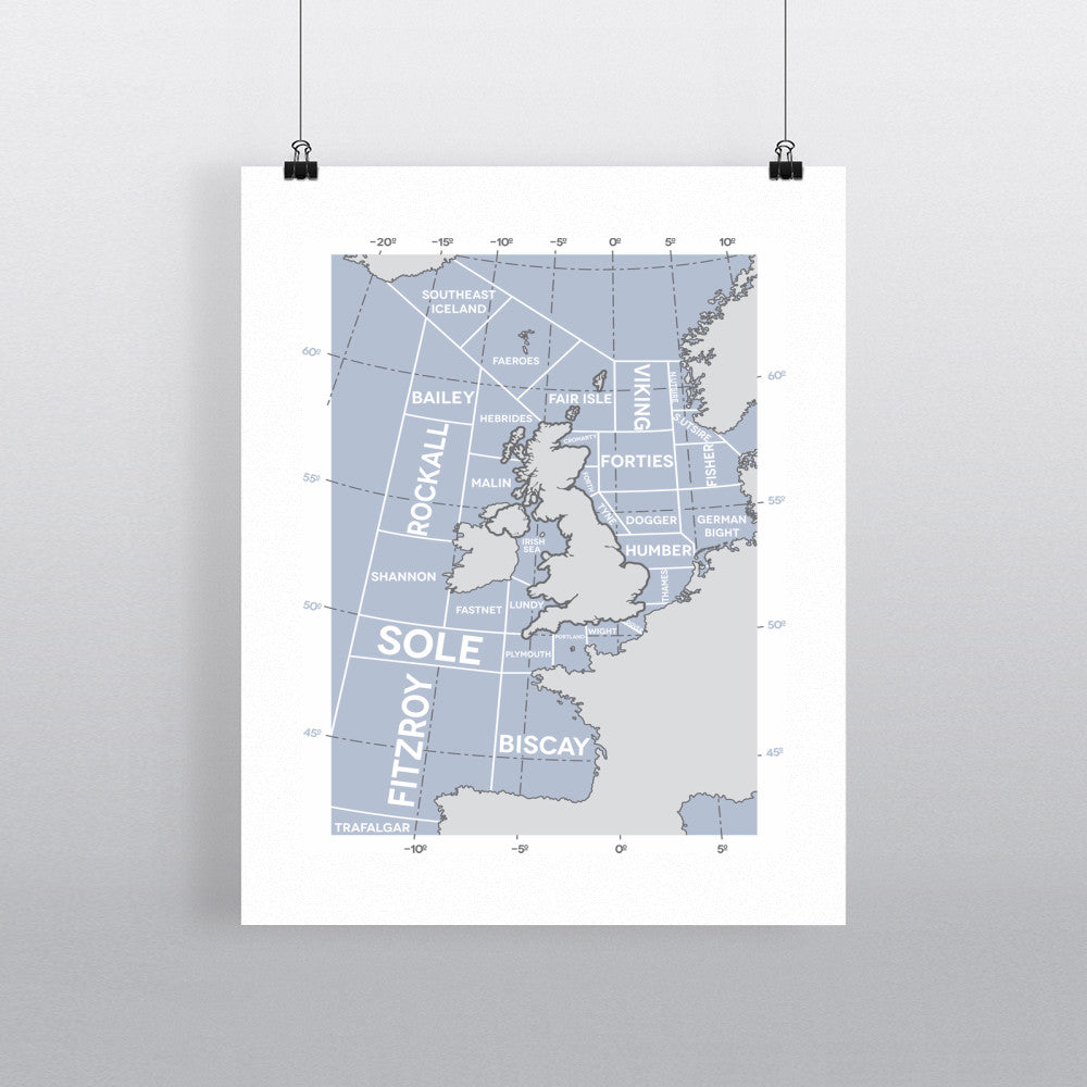 The Shipping Forecast Regions, 11x14 Print