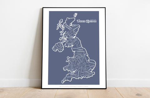 Uk County Map By Artist Tabitha Mary - Premium Art Print