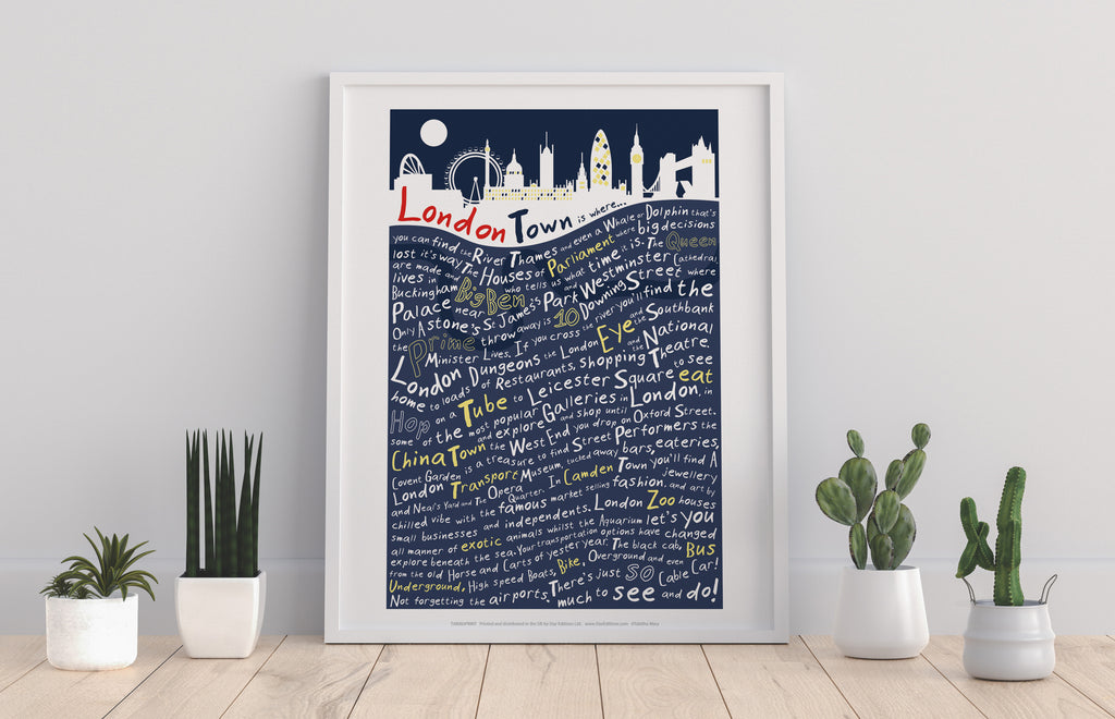 London Town Typography Night By Tabitha Mary Art Print