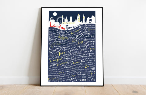 London Town Typography Night By Tabitha Mary Art Print