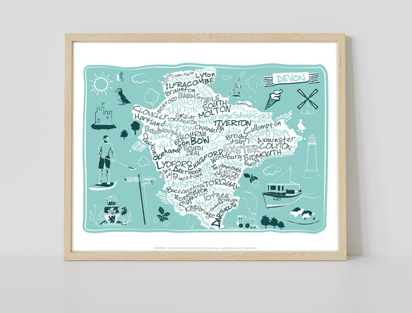 Devon- Map - 11X14inch Premium Art Print – Star Editions