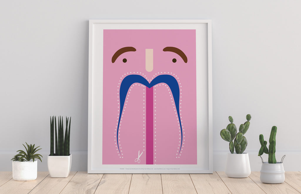 Moustache-Blue, Light Pink, Pink - 11X14inch Premium Art Print