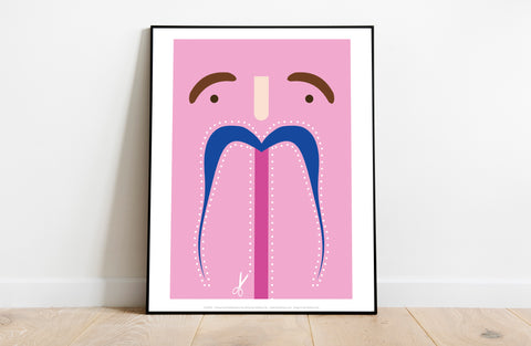 Moustache-Blue, Light Pink, Pink - 11X14inch Premium Art Print