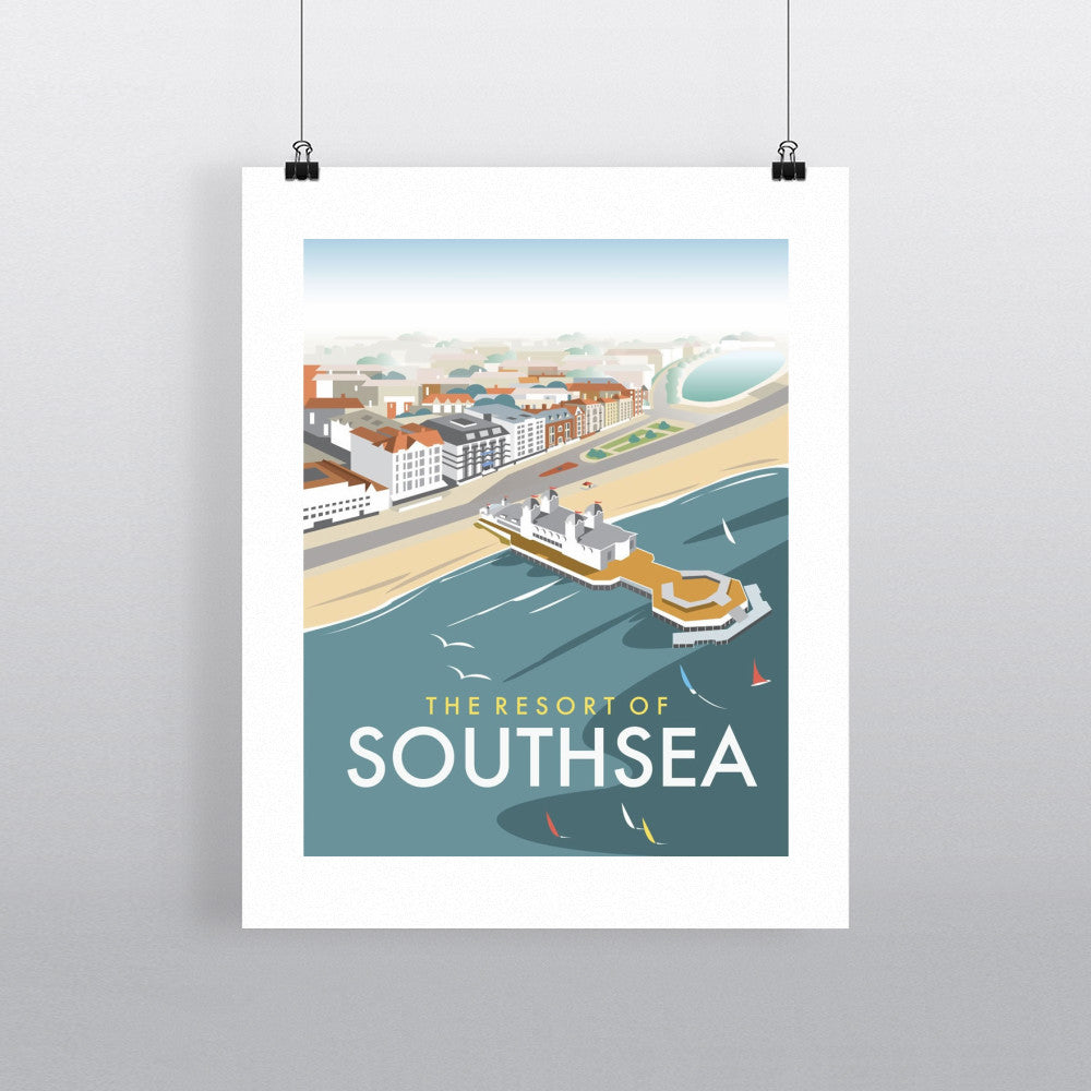 THOMPSON008: Southsea, Portsmouth, from the air. 24" x 32" Matte Mounted Print