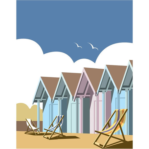 THOMPSON016: Beach Huts. 24" x 32" Matte Mounted Print